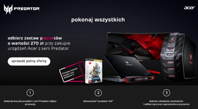 Список продуктов Acer Predator, на которые распространяется акция